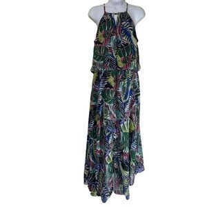 London Times Halter Chiffon Maxi Dress Size 8